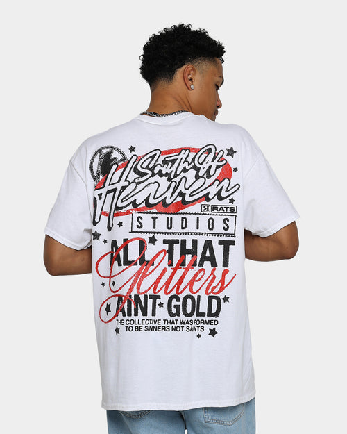 Rats Get Fat South Of Heaven Glitter Print T-Shirt White