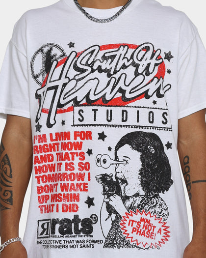 Rats Get Fat South Of Heaven Glitter Print T-Shirt White