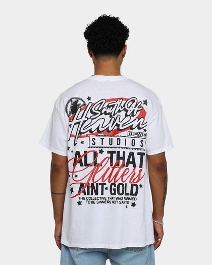 Rats Get Fat South Of Heaven Glitter Print T-Shirt White