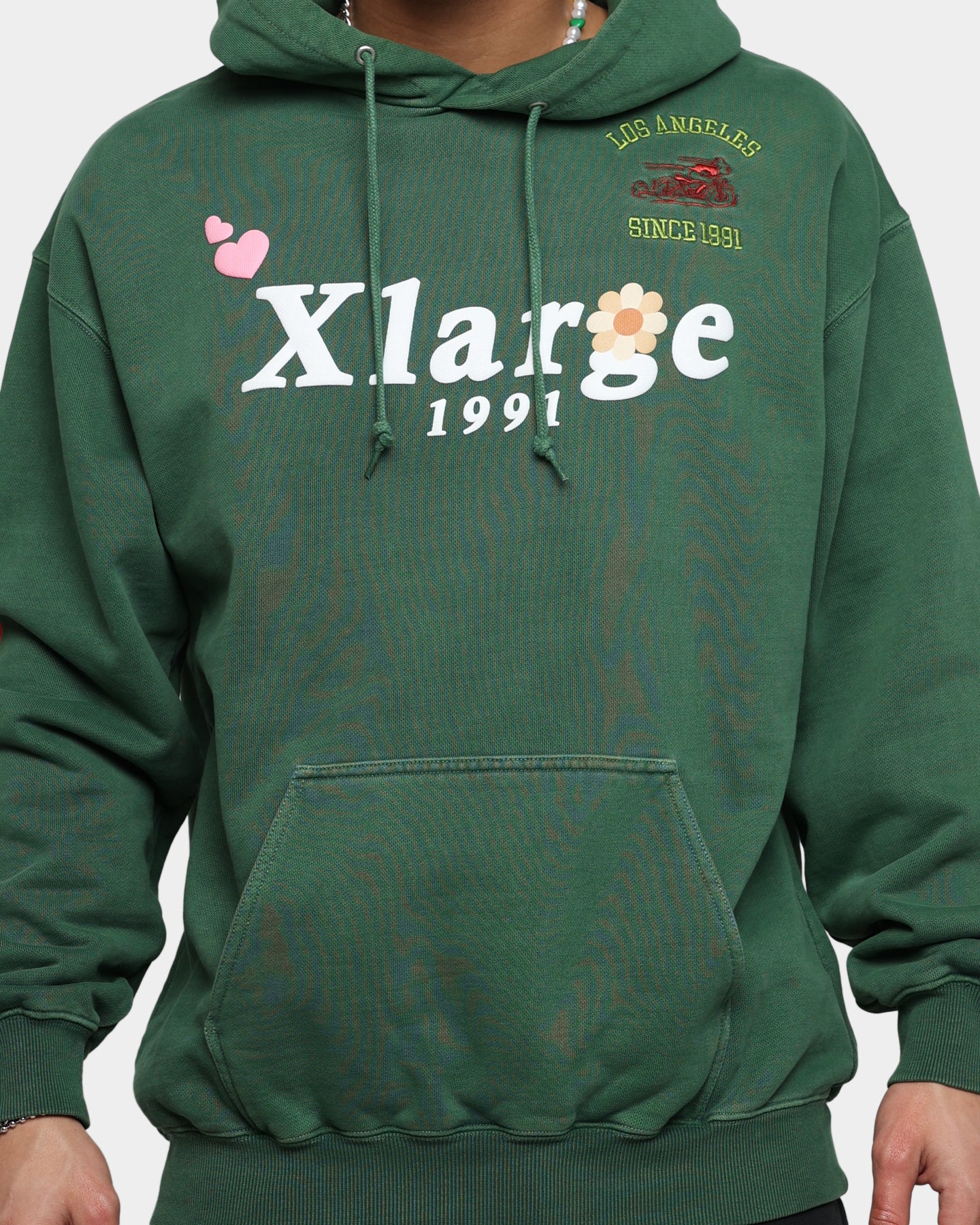 X-Large Pigment Dyed Puff Logo Pullover Hoodie Green | Culture