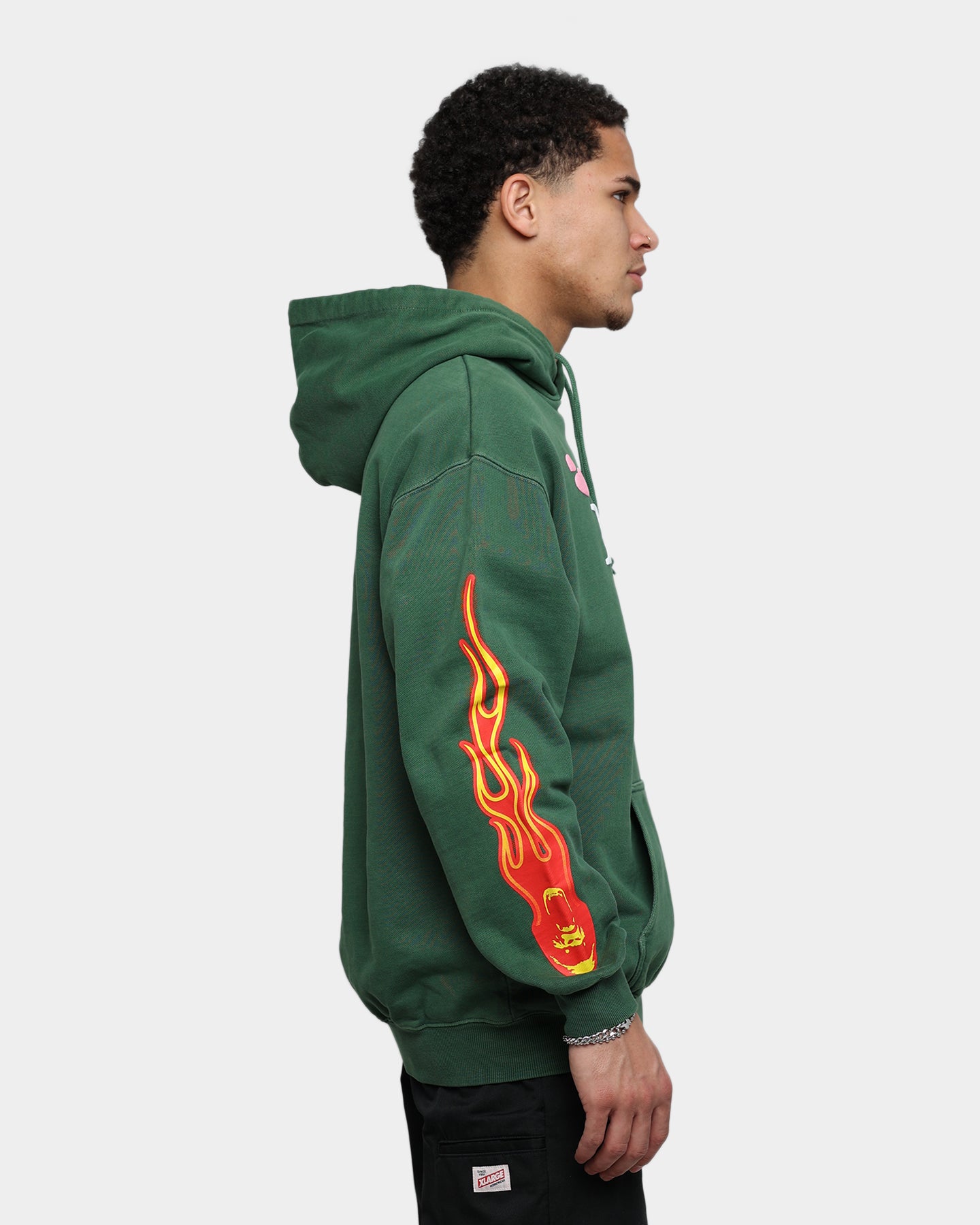 X-Large Pigment Dyed Puff Logo Pullover Hoodie Green | Culture