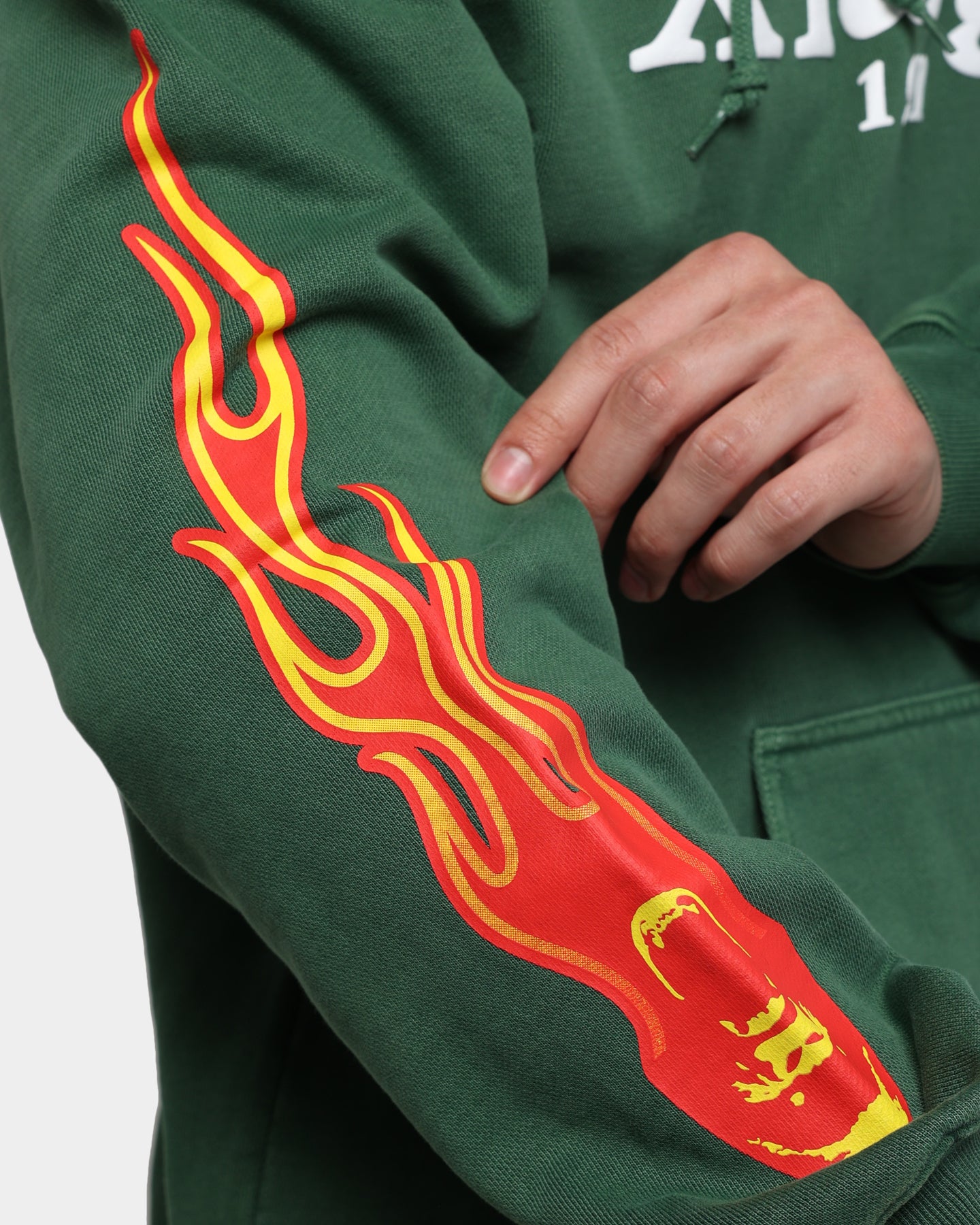 X-Large Pigment Dyed Puff Logo Pullover Hoodie Green | Culture