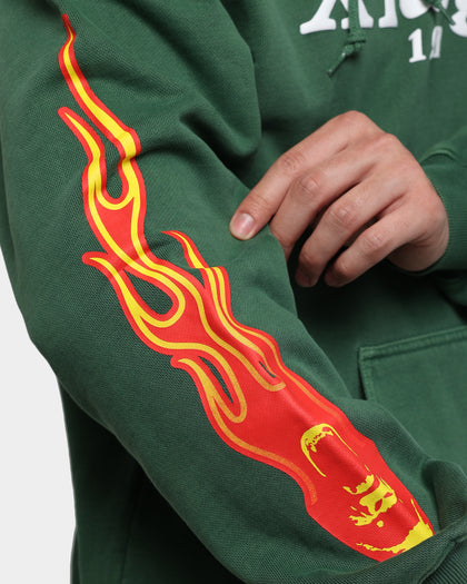 X-Large Pigment Dyed Puff Logo Pullover Hoodie Green