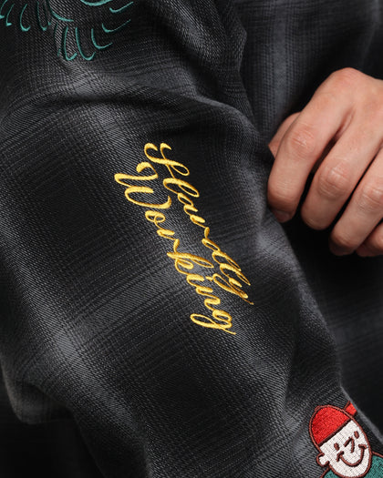 X-Large Random Things Flannel Shirt Black