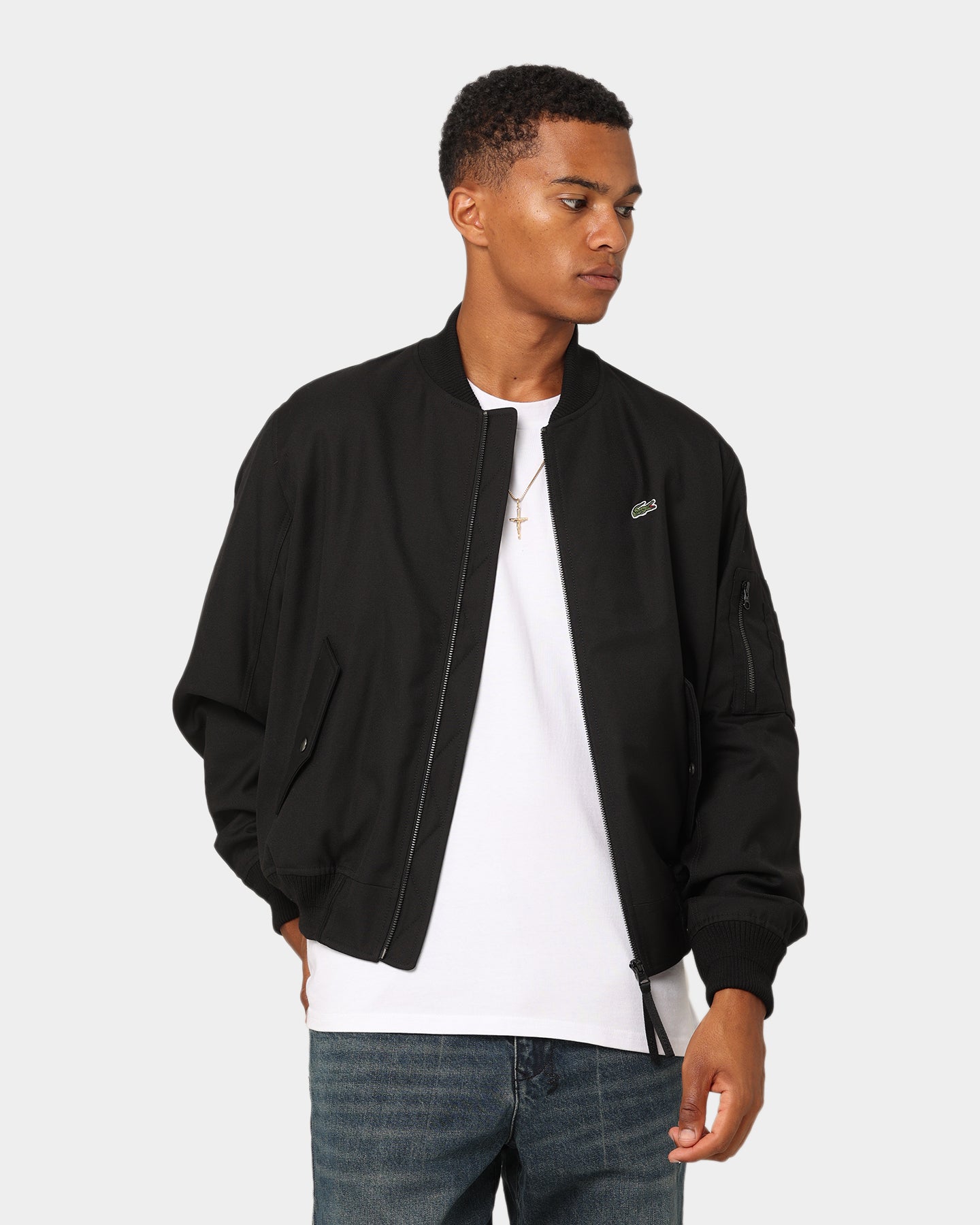 LACOSTE ブラック ジャンパー US S ベロア Lacoste Graphic Icons Bomber Jacket Black | Culture Kings US