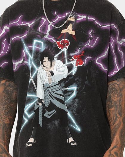 Goat Crew X Naruto Uchicha Brothers Colossal Premium Vintage T-Shirt Black Wash