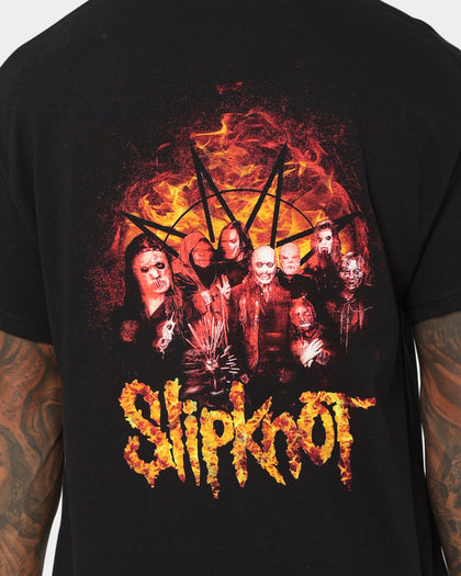 Slipknot Band Photo Flame Logo T-Shirt Black