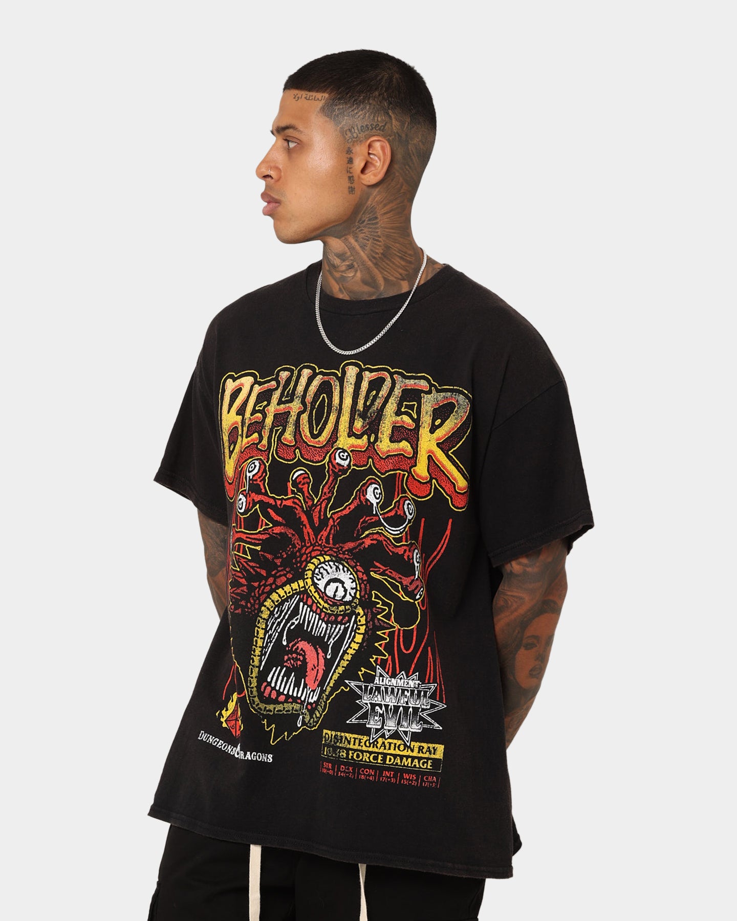 Rats Get Fat X Dungeons And Dragons Beholder Vintage T-Shirt Black