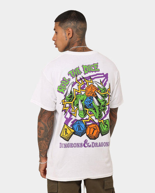 Rats Get Fat X Dungeons And Dragons Roll The Dice T-Shirt White