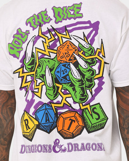 Rats Get Fat X Dungeons And Dragons Roll The Dice T-Shirt White