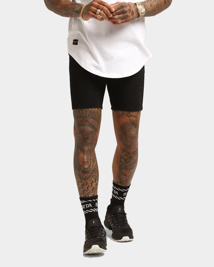 Saint Morta Distressed Biker Short Black