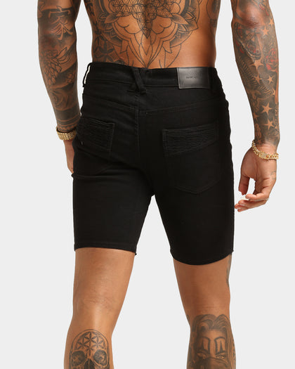 Saint Morta Distressed Biker Short Black