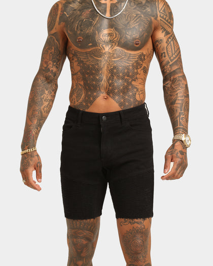 Saint Morta Distressed Biker Short Black