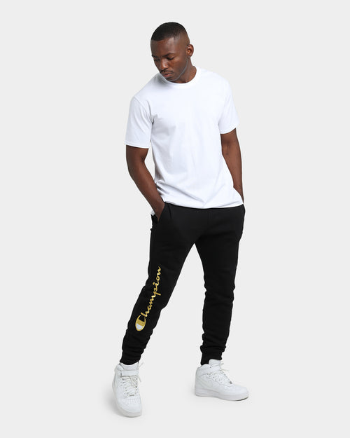 CHAMPION REV WEAVE SCRIPT JOGGER BLACK/GOLD