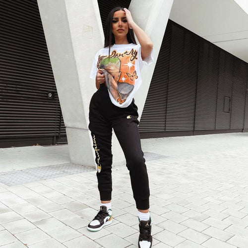 Champion Women's Rev Weave Script Jogger Black/Gold