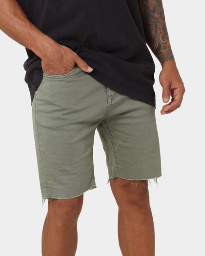 Nena And Pasadena Rawlins Denim Shorts Khaki