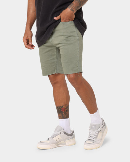 Nena And Pasadena Rawlins Denim Shorts Khaki