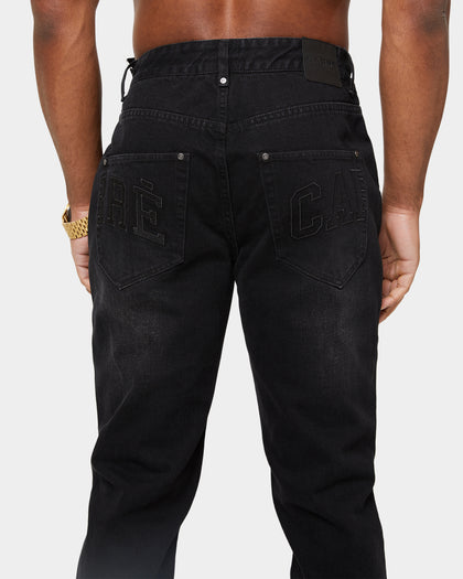 Carré Enorme Straight Tapered Jeans Washed Black