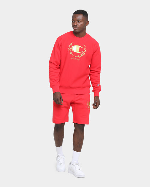 Champion Champion x Culture Kings Rev Weave Shorts Red/Gold
