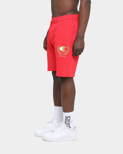 Champion Champion x Culture Kings Rev Weave Shorts Red/Gold