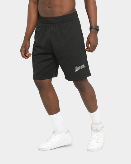 Mitchell & Ness Los Angeles Lakers White Logo Mesh Shorts Black