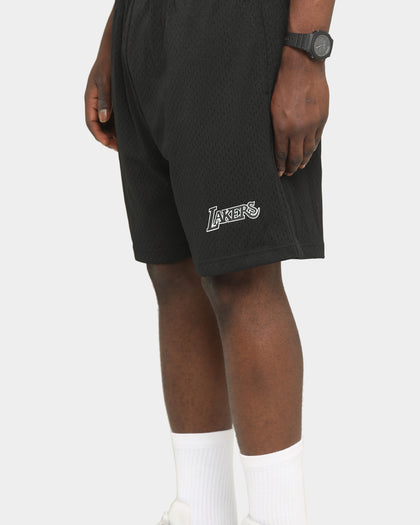 Mitchell & Ness Los Angeles Lakers White Logo Mesh Shorts Black