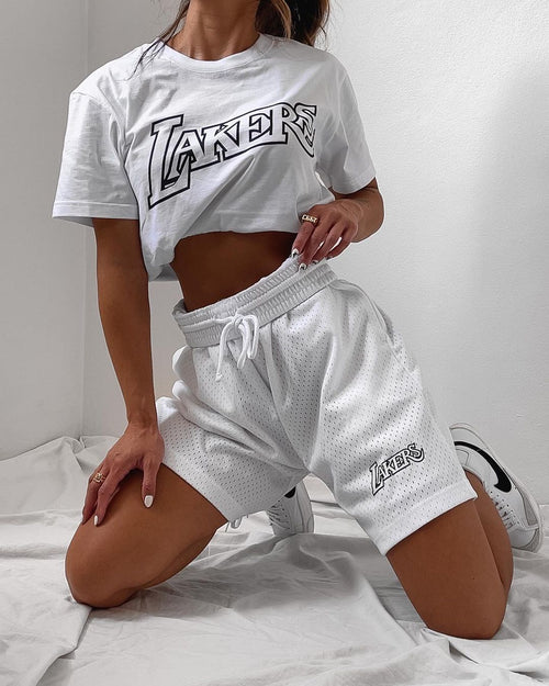 Mitchell & Ness Men's Los Angeles Lakers NBA HWC Mesh Shorts White