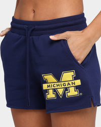 NATIONAL COLLEGIATE ATHLETIC ASSC Women's Michigan Wolverines Cheer Fleece Shorts True Navy