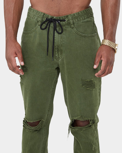Carré Enorme Distressed St Jeans Army Green