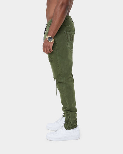 Carré Enorme Distressed St Jeans Army Green