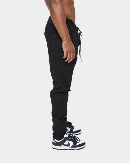 Carré Enorme Distressed Straight Jean Washed Black