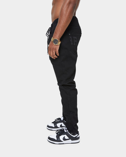 Carré Enorme Distressed Straight Jean Washed Black