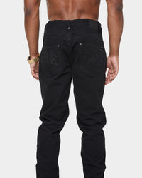 Carré Enorme Distressed Straight Jean Washed Black
