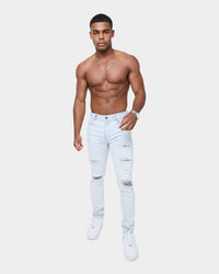 Carre Rugueux Distressed Skinny Jeans Superwash Blue