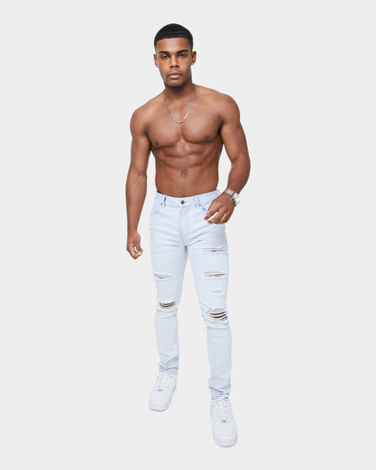 Carre Rugueux Distressed Skinny Jeans Superwash Blue
