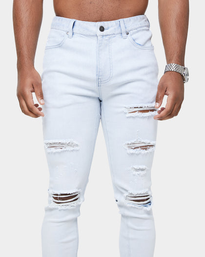 Carre Rugueux Distressed Skinny Jeans Superwash Blue