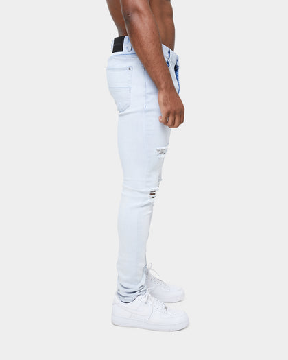 Carre Rugueux Distressed Skinny Jeans Superwash Blue