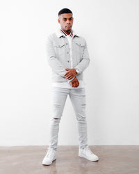 Carre Rugueux Distressed Skinny Jeans Superwash Blue