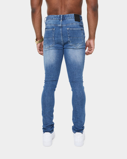 Carré Rugueux Distressed Skinny Jeans Washed Indigo