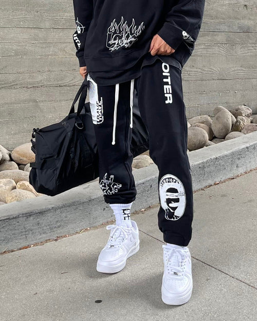 Loiter Chaos Multi Logo Track Pants Black
