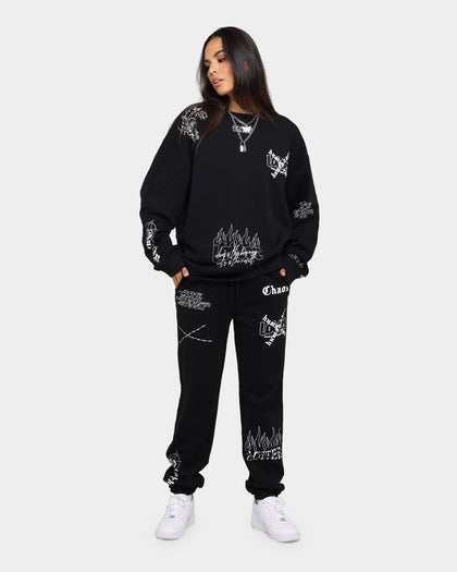 Loiter Chaos Multi Logo Track Pants Black