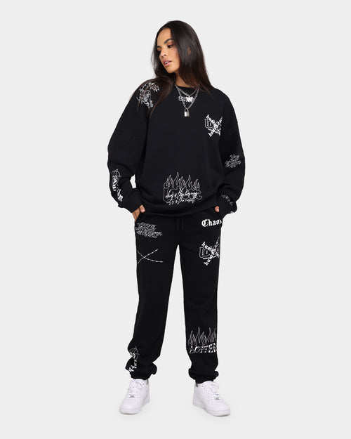 Loiter Chaos Multi Logo Track Pants Black