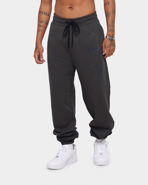 Loiter Reflective Chaos Multi Logo Track Pants Charcoal