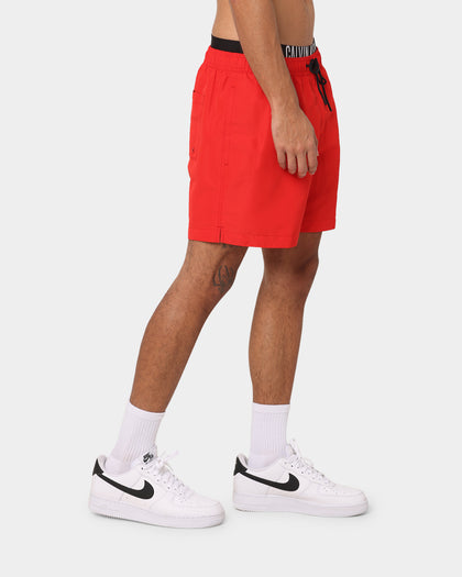 Calvin Klein Medium Double Waistband Swim Shorts Fierce Red