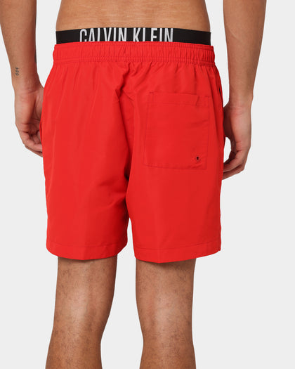 Calvin Klein Medium Double Waistband Swim Shorts Fierce Red