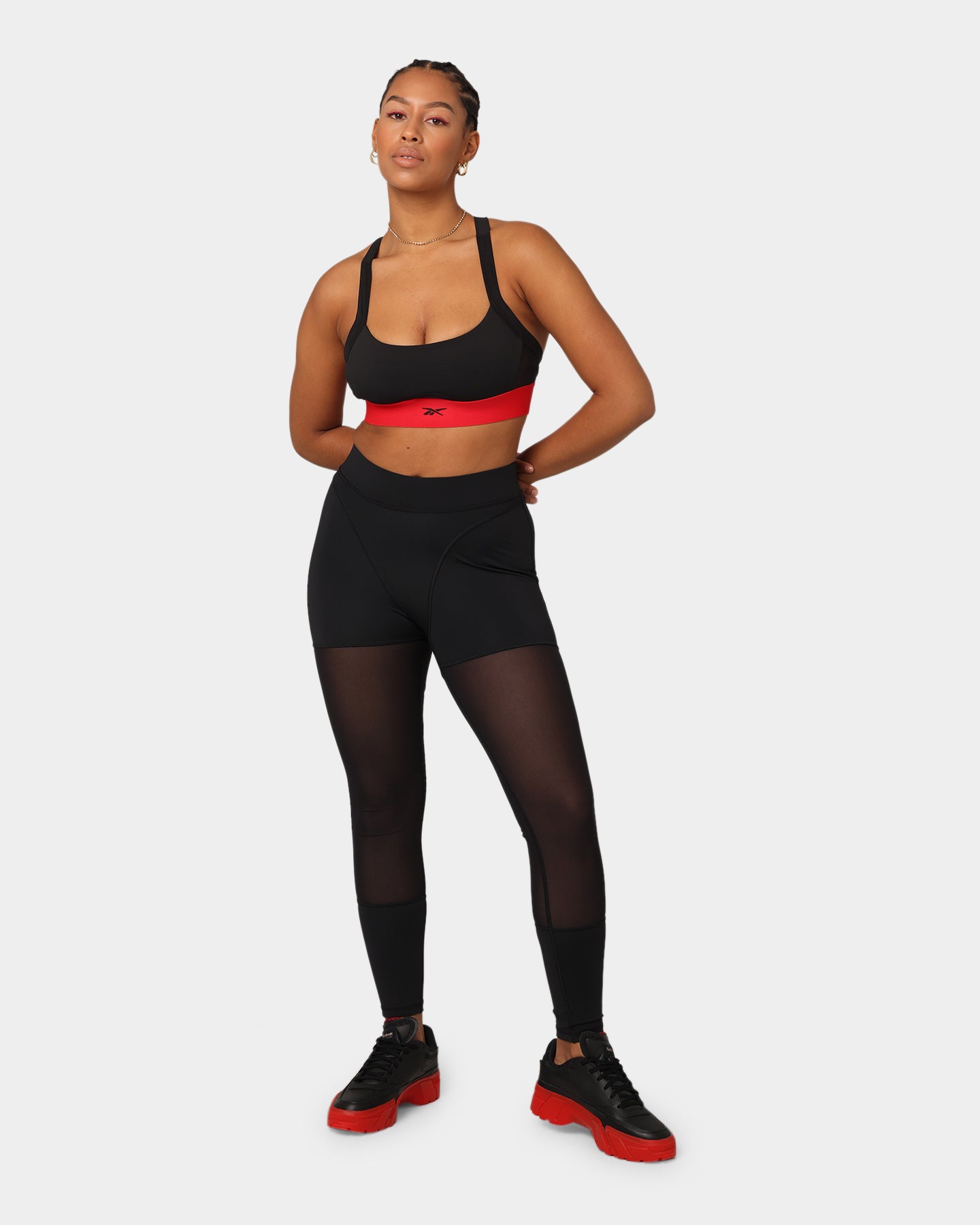 Reebok X Cardi B Women's High Raised Mesh Tights Black | Culture