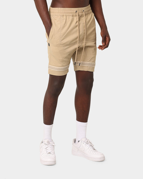 Last Kings Double Cross Over Shorts Tan