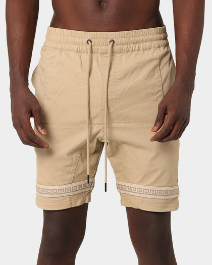 Last Kings Double Cross Over Shorts Tan
