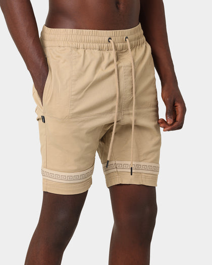 Last Kings Double Cross Over Shorts Tan