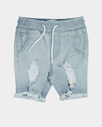 EN ES Kid's Versatile Ripped Denim Shorts Light Blue Denim